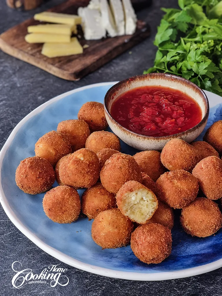 crispy cheese balls with four cheeses